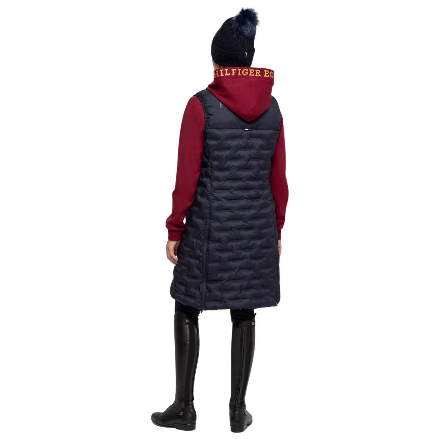 乗馬用キルティングロングダウンジャケット レディース ネイビー Tommy Hilfiger Equestrian