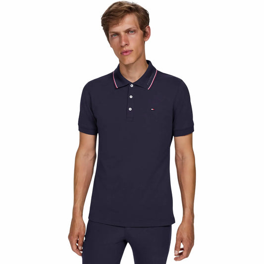 メンズコットンストレッチポロシャツ 半袖 ネイビー Tommy Hilfiger Equestrian