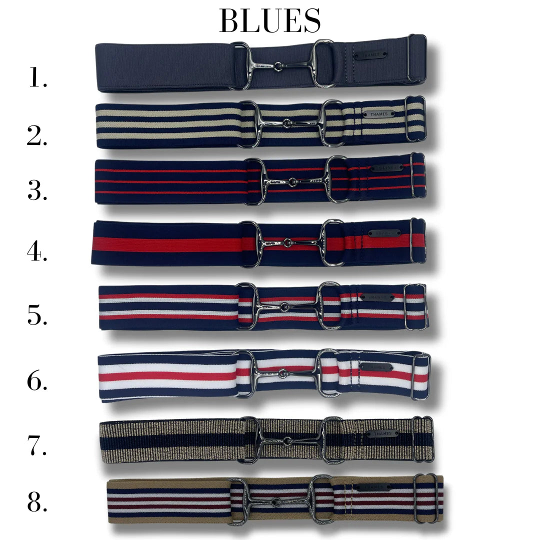 Stretch riding belt with bit motif for women, available in 20 colors, Thames