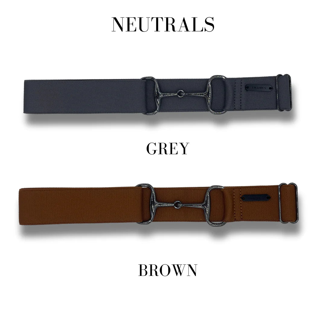 Stretch riding belt with bit motif for women, available in 20 colors, Thames