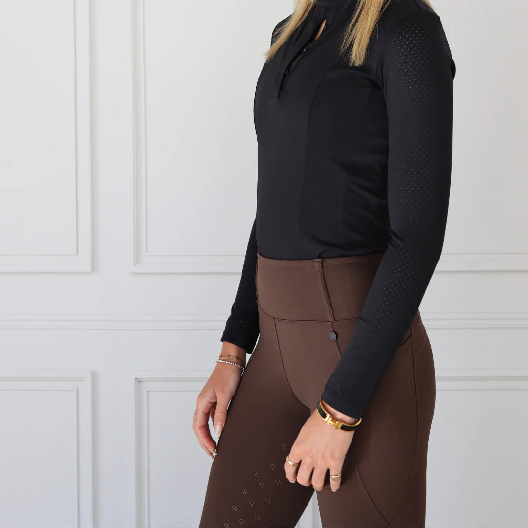 Stretch leggings culottes with belt loops, full grip, cocoa Thames