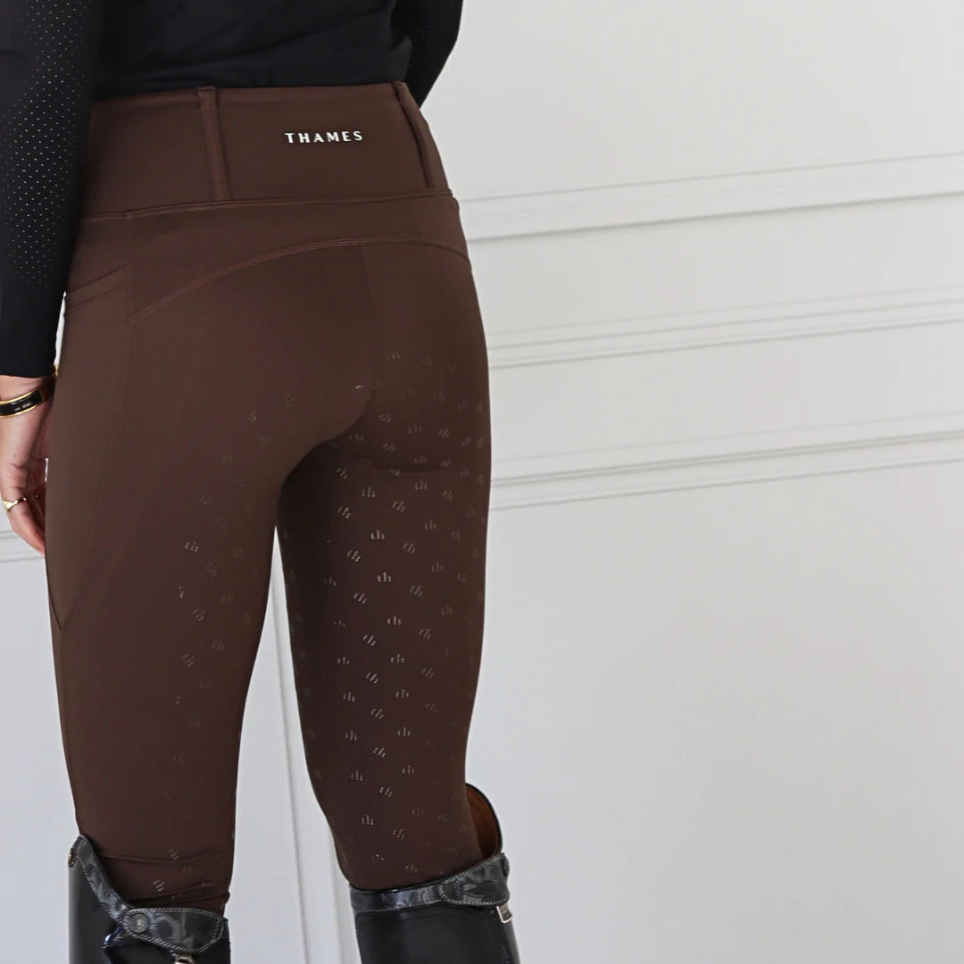 Stretch leggings culottes with belt loops, full grip, cocoa Thames