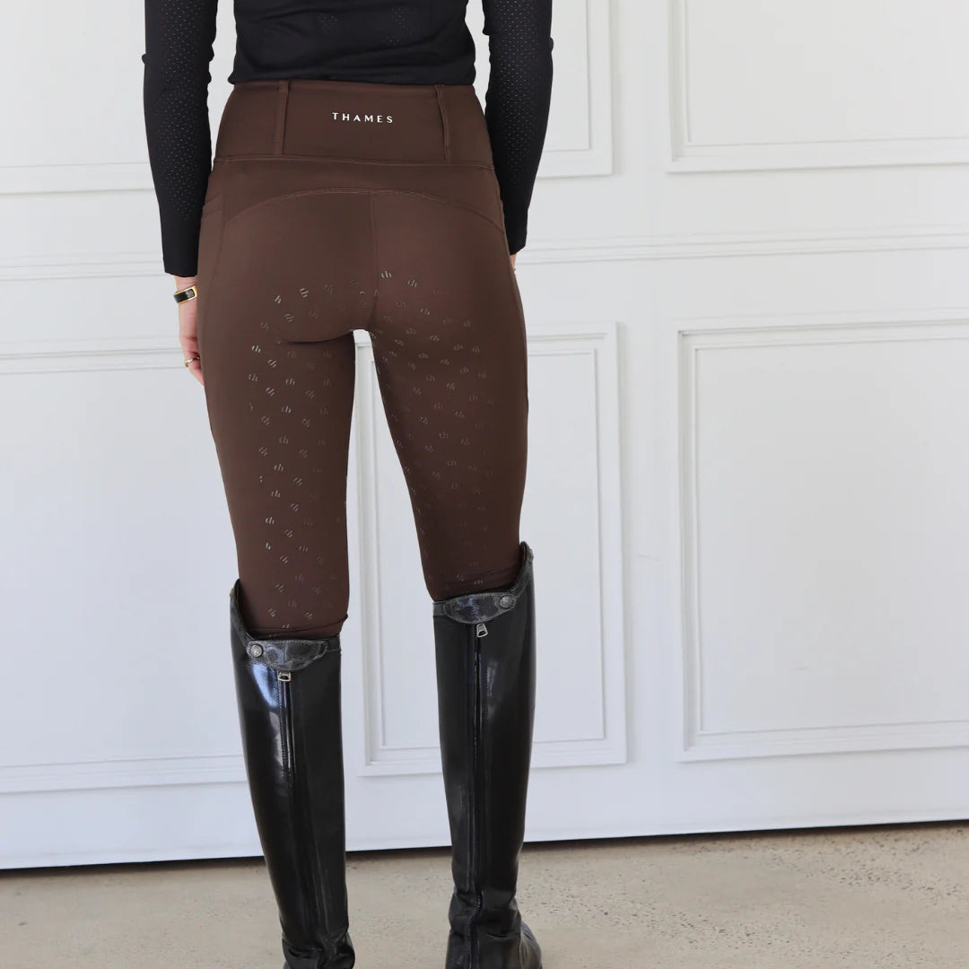 Stretch leggings culottes with belt loops, full grip, cocoa Thames