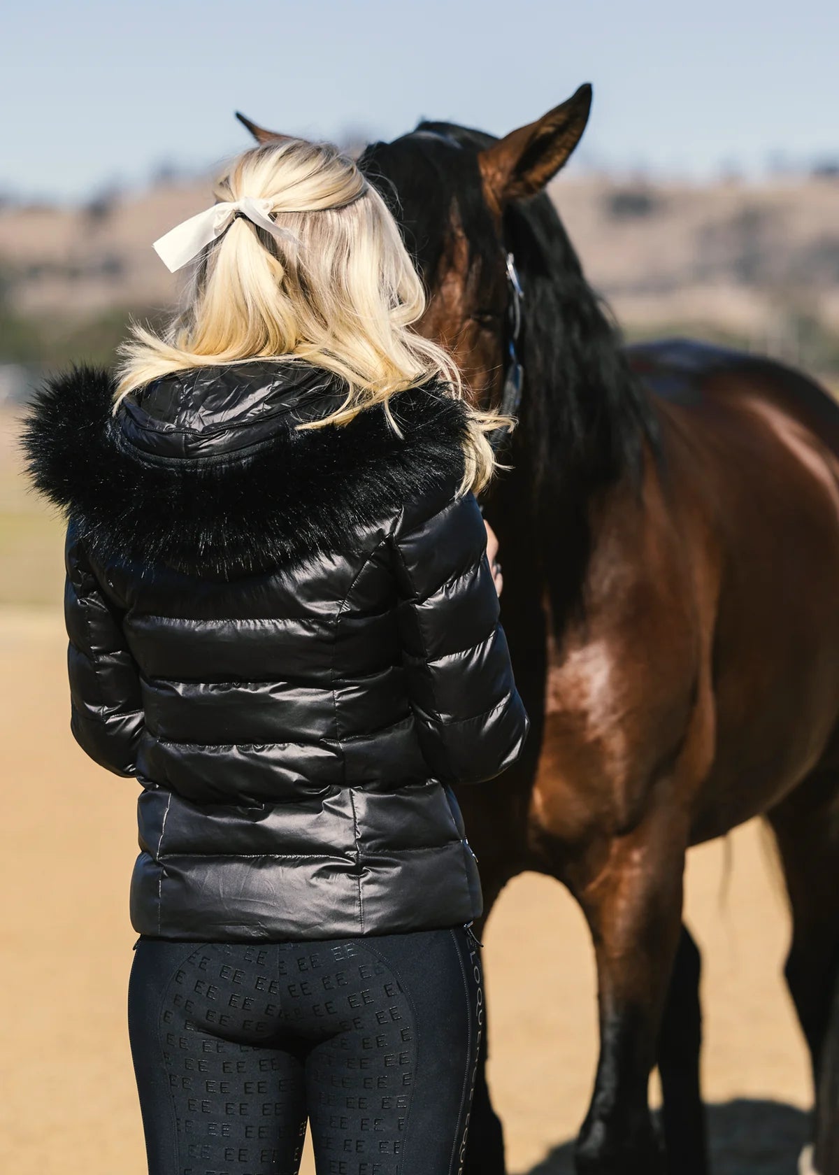 3WAYダウンジャケット 耐久撥水加工 ブラック Eloquence Equestrian