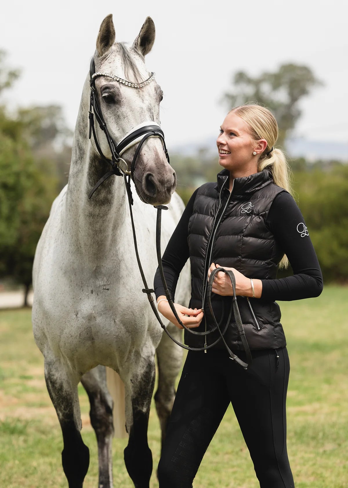 3WAYダウンベスト 耐久撥水加工 ブラック Eloquence Equestrian