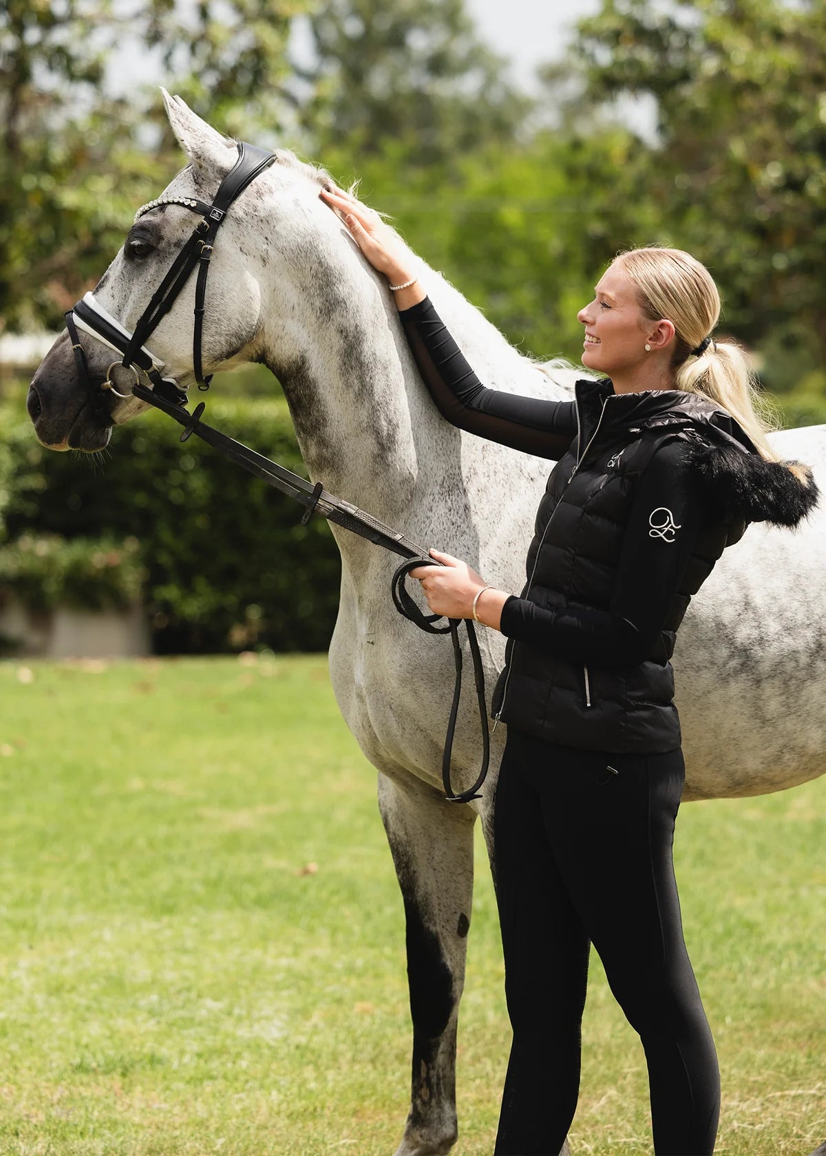 3WAYダウンベスト 耐久撥水加工 ブラック Eloquence Equestrian