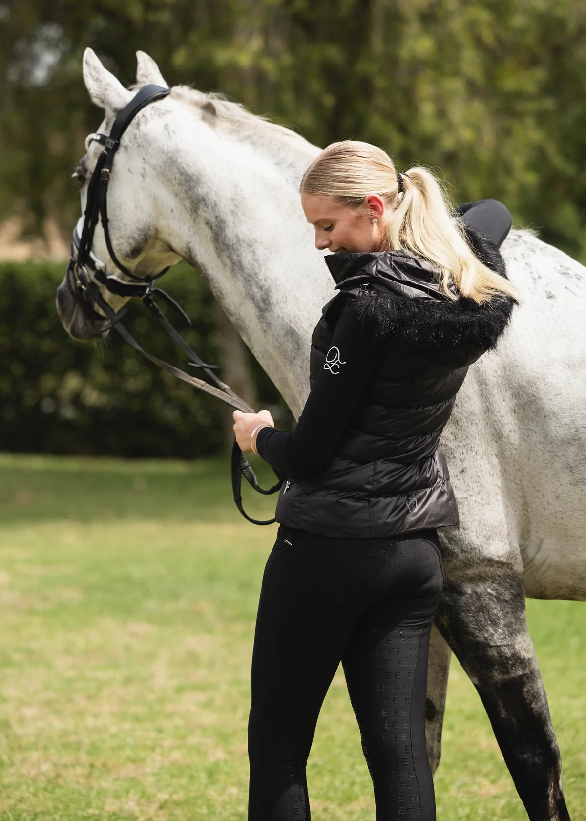 3WAYダウンベスト 耐久撥水加工 ブラック Eloquence Equestrian