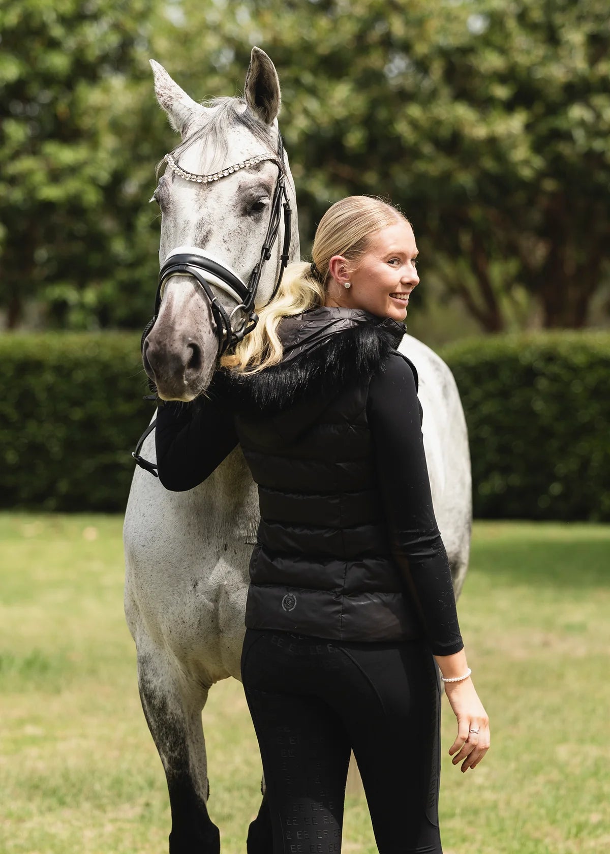 3WAYダウンベスト 耐久撥水加工 ブラック Eloquence Equestrian