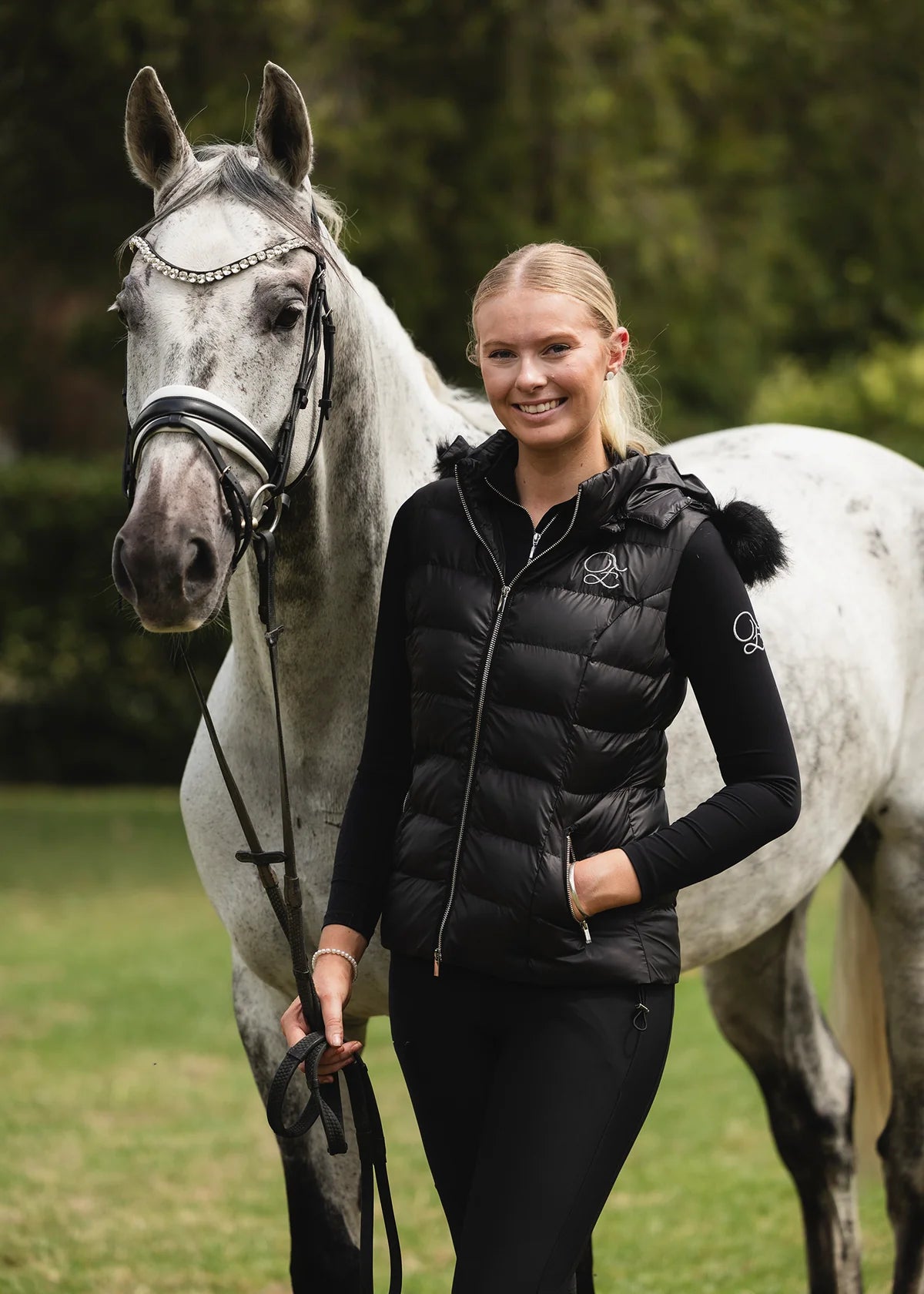 3WAYダウンベスト 耐久撥水加工 ブラック Eloquence Equestrian