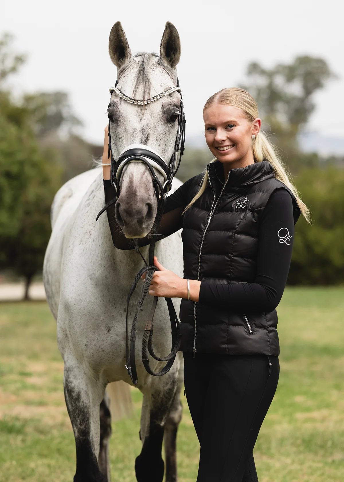 3WAYダウンベスト 耐久撥水加工 ブラック Eloquence Equestrian