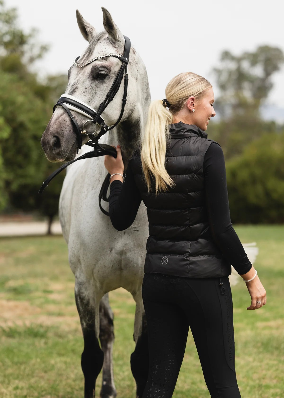 3WAYダウンベスト 耐久撥水加工 ブラック Eloquence Equestrian