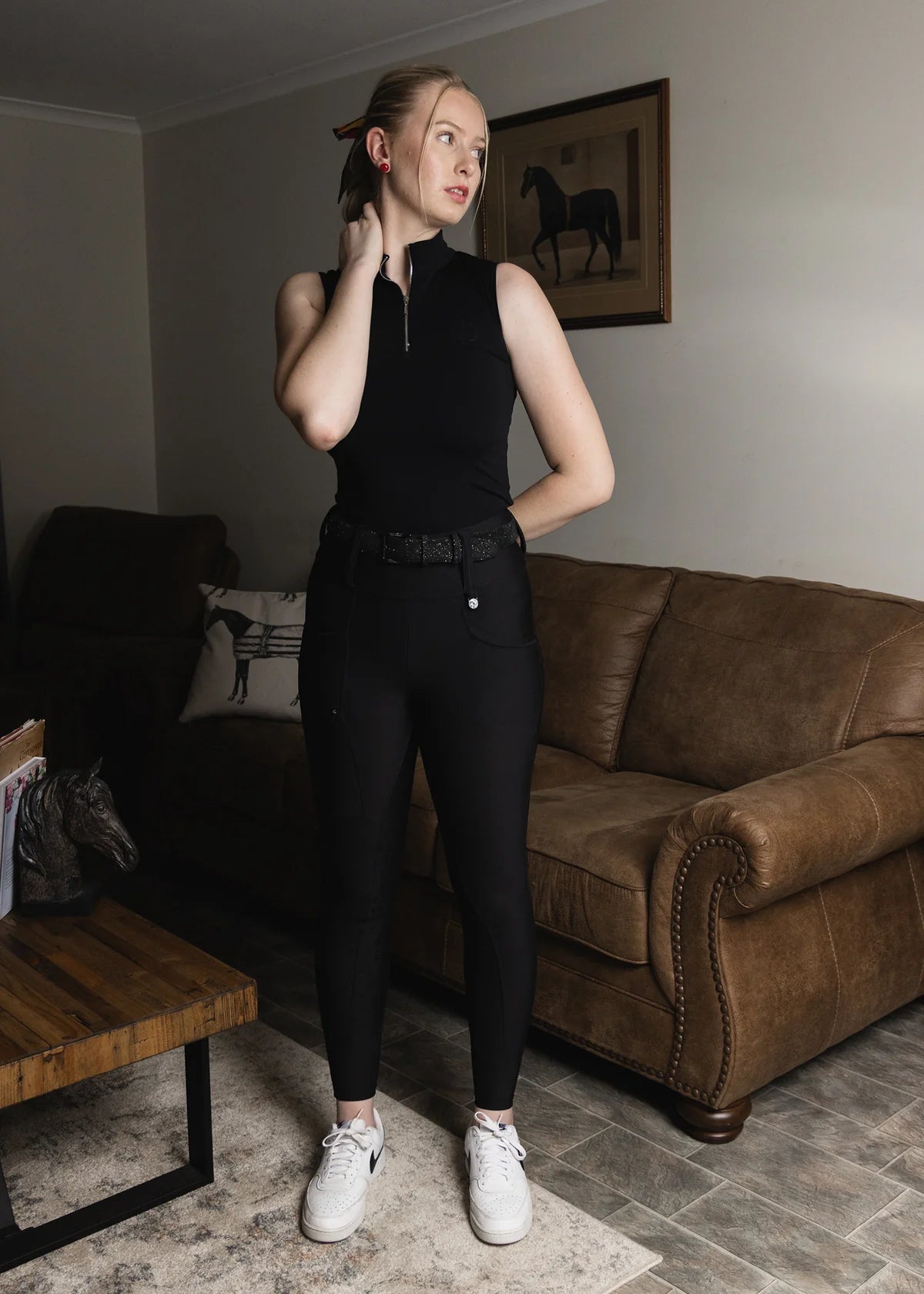 Women's Summer Full Grip Leggings with Zip Pockets, Antibacterial and Antiperspirant, Eloquence Equestrian