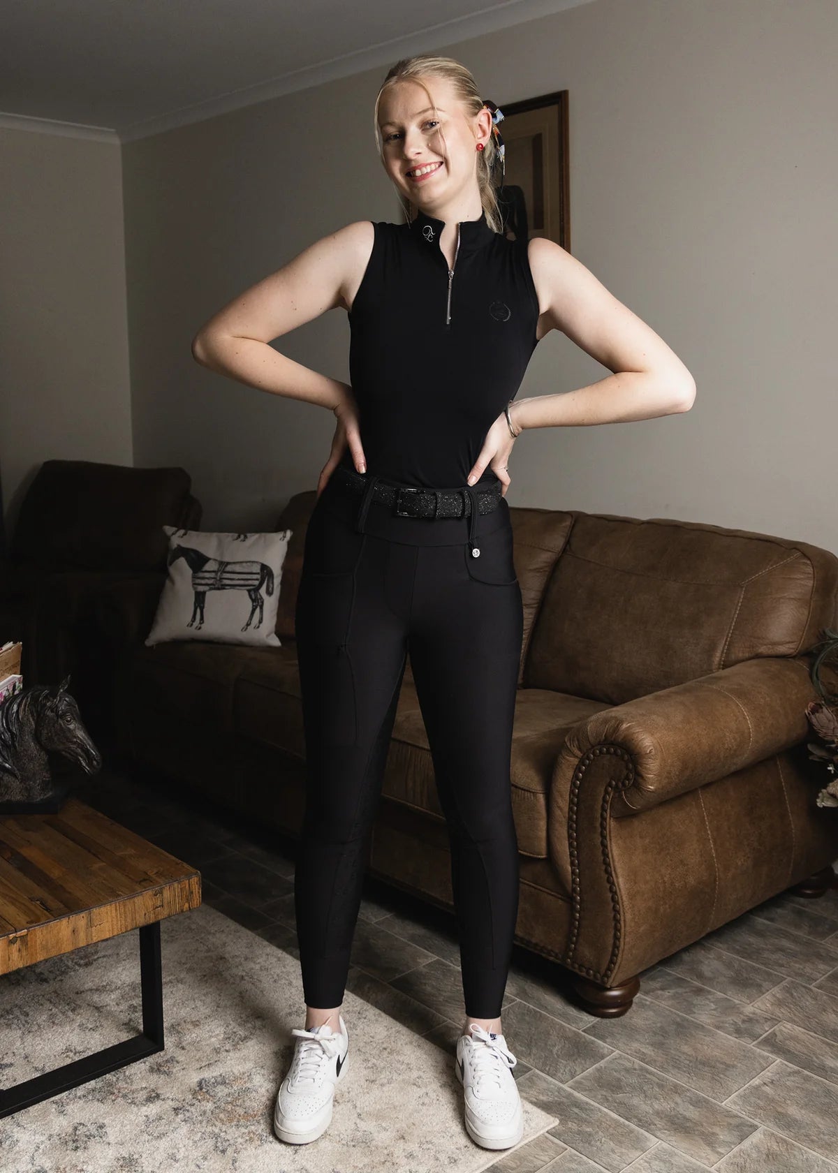 Women's Summer Full Grip Leggings with Zip Pockets, Antibacterial and Antiperspirant, Eloquence Equestrian