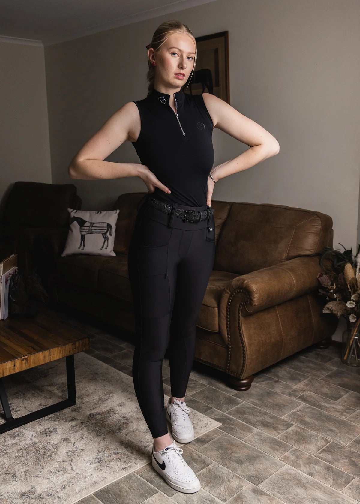 Women's Summer Full Grip Leggings with Zip Pockets, Antibacterial and Antiperspirant, Eloquence Equestrian