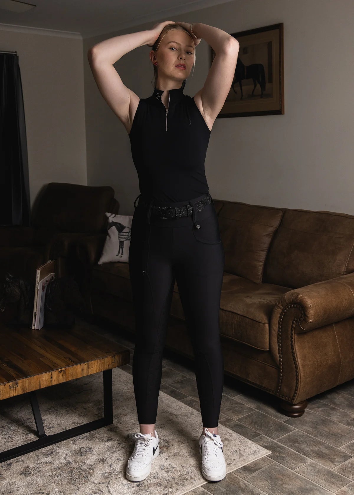Women's Summer Full Grip Leggings with Zip Pockets, Antibacterial and Antiperspirant, Eloquence Equestrian