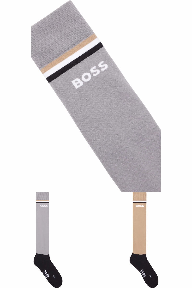 乗馬用ソックス 滑り止め付き キャメル/グレー Boss レディース