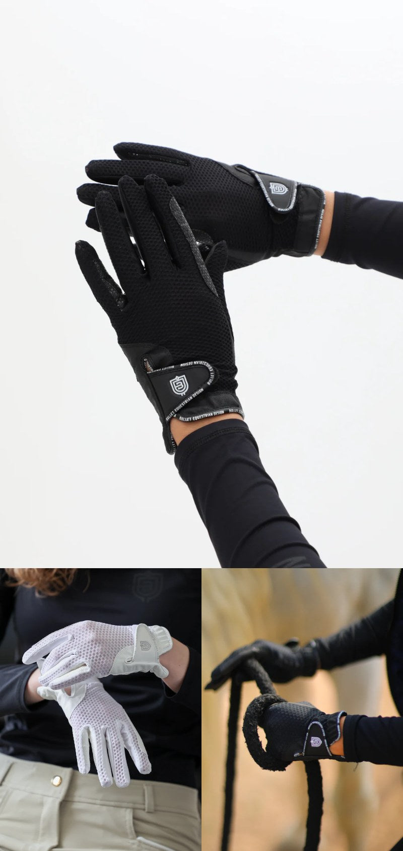 ライディンググローブ メッシュ素材 ホワイト/ブラック Bullet Equestrian design