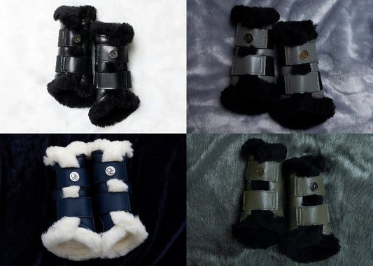 メリノウールファー付きソフトレザープロテクター 4色 Eloquence Equestrian