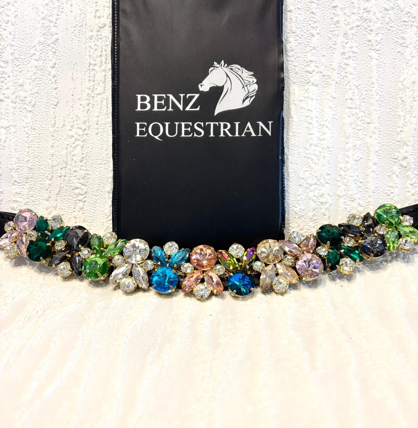 スワロフスキーUシェイプ額革 マルチカラー ブラック Benz Equestrian