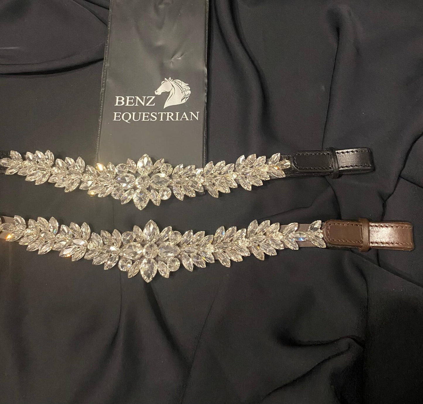 スワロフスキーメガブリング額革 シルバー Benz Equestrian
