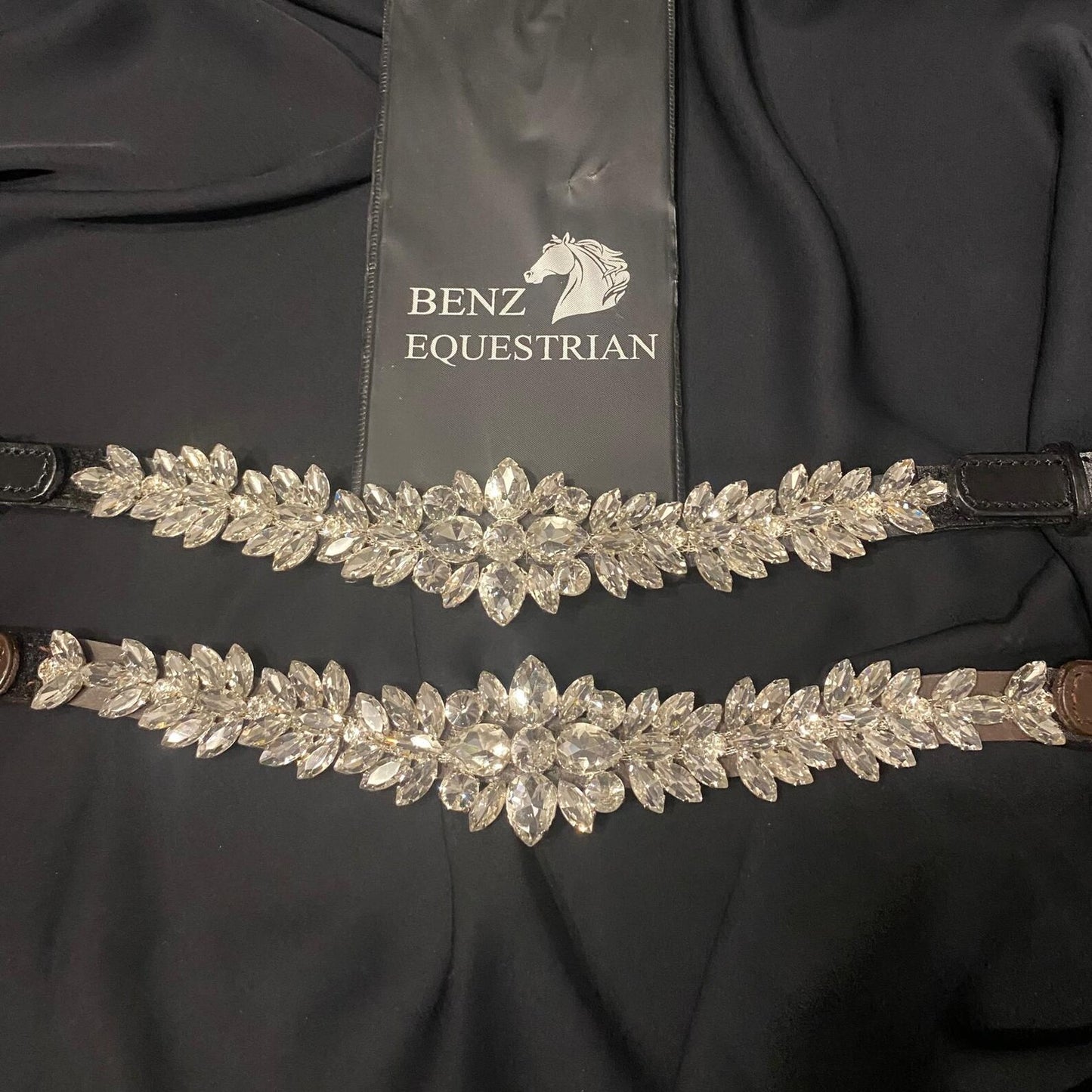 スワロフスキーメガブリング額革 シルバー Benz Equestrian