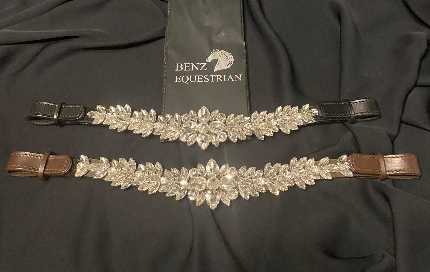 スワロフスキーメガブリング額革 シルバー Benz Equestrian