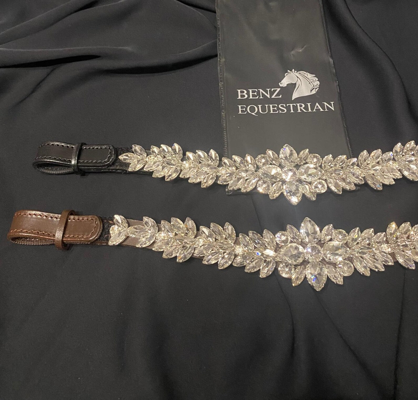 スワロフスキーメガブリング額革 シルバー Benz Equestrian