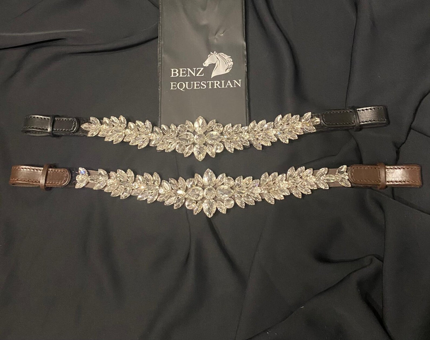 スワロフスキーメガブリング額革 シルバー Benz Equestrian