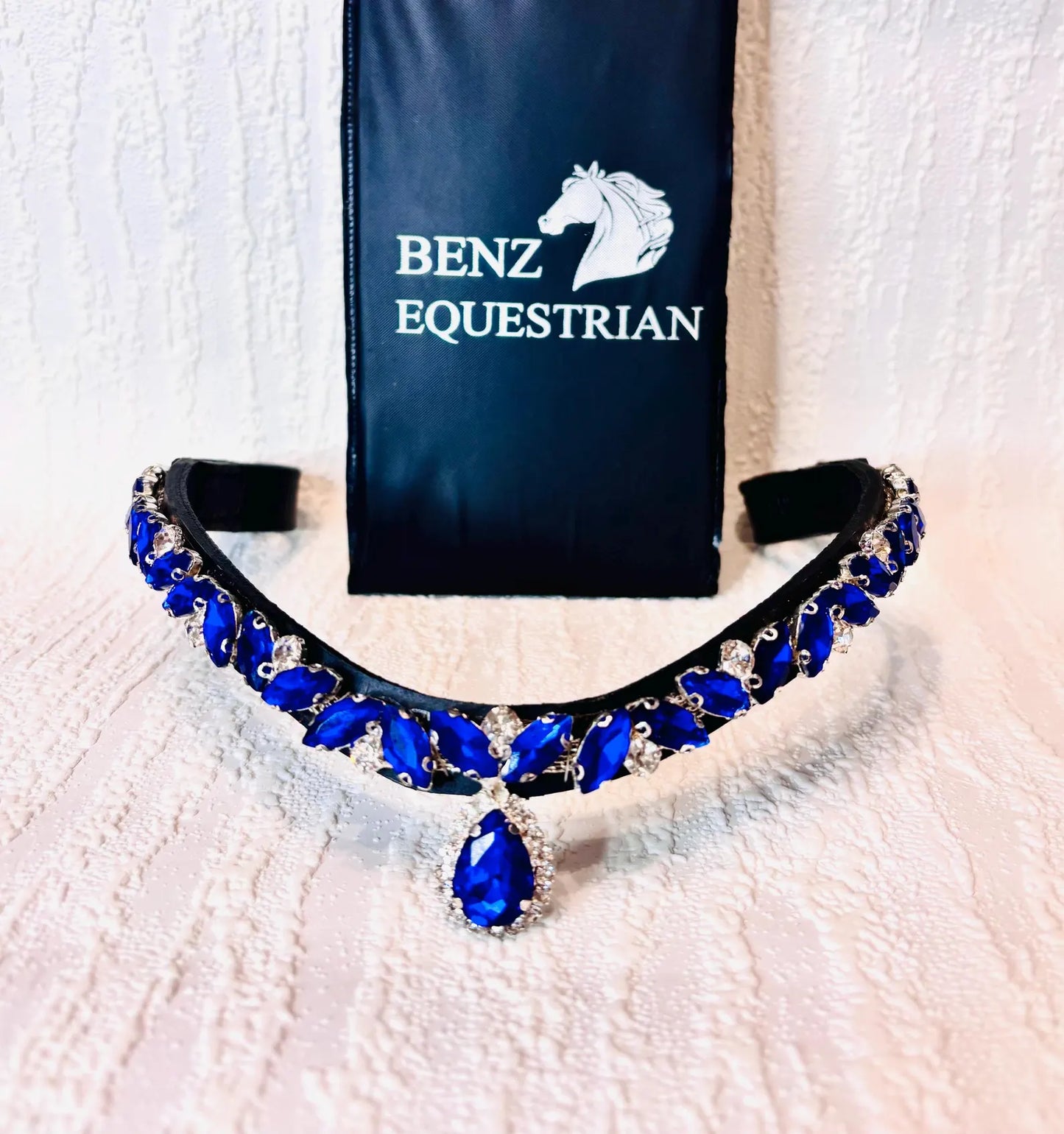 スワロフスキードロップ額革 6色展開 本革 Benz Equestrian