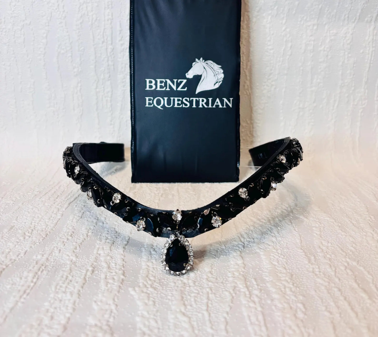 スワロフスキードロップ額革 6色展開 本革 Benz Equestrian