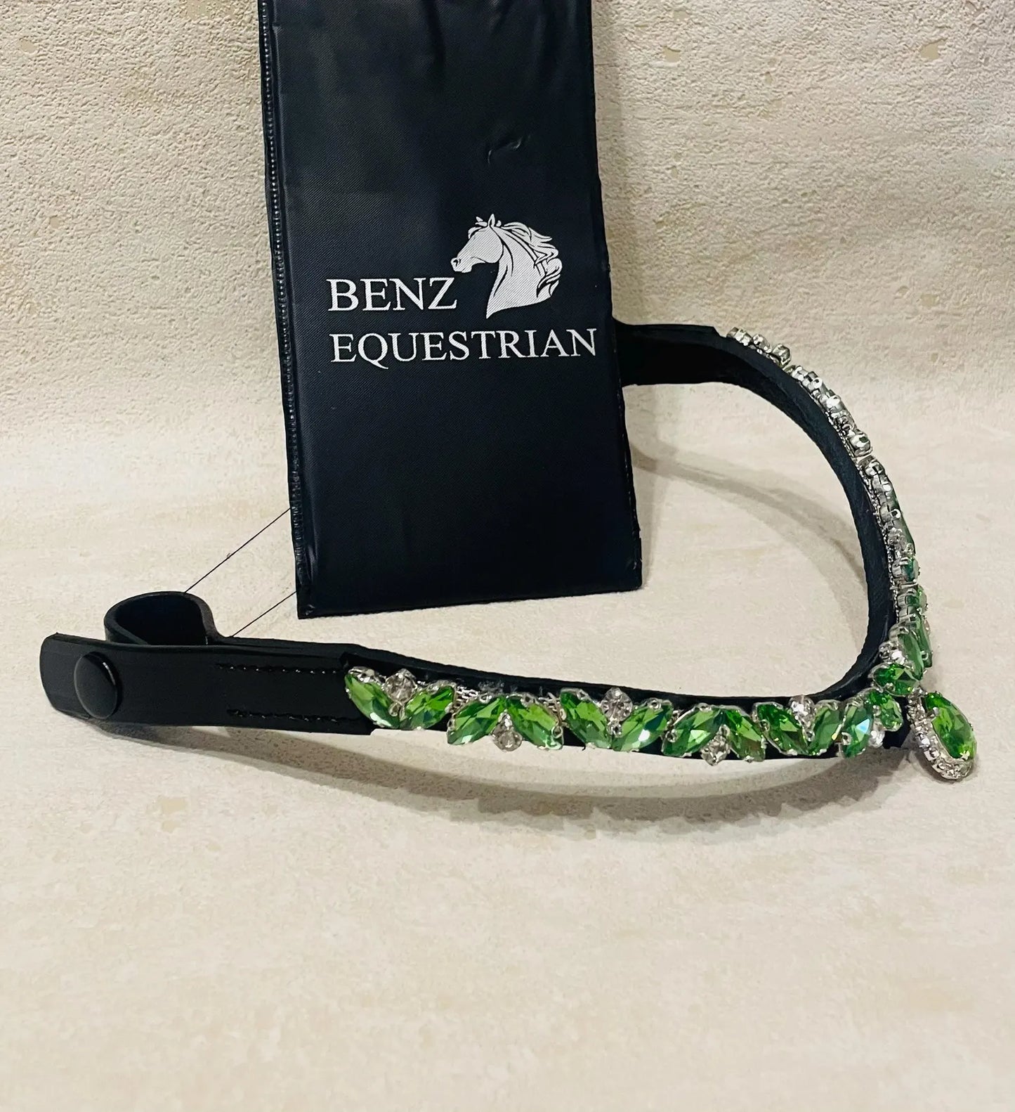 スワロフスキードロップ額革 6色展開 本革 Benz Equestrian