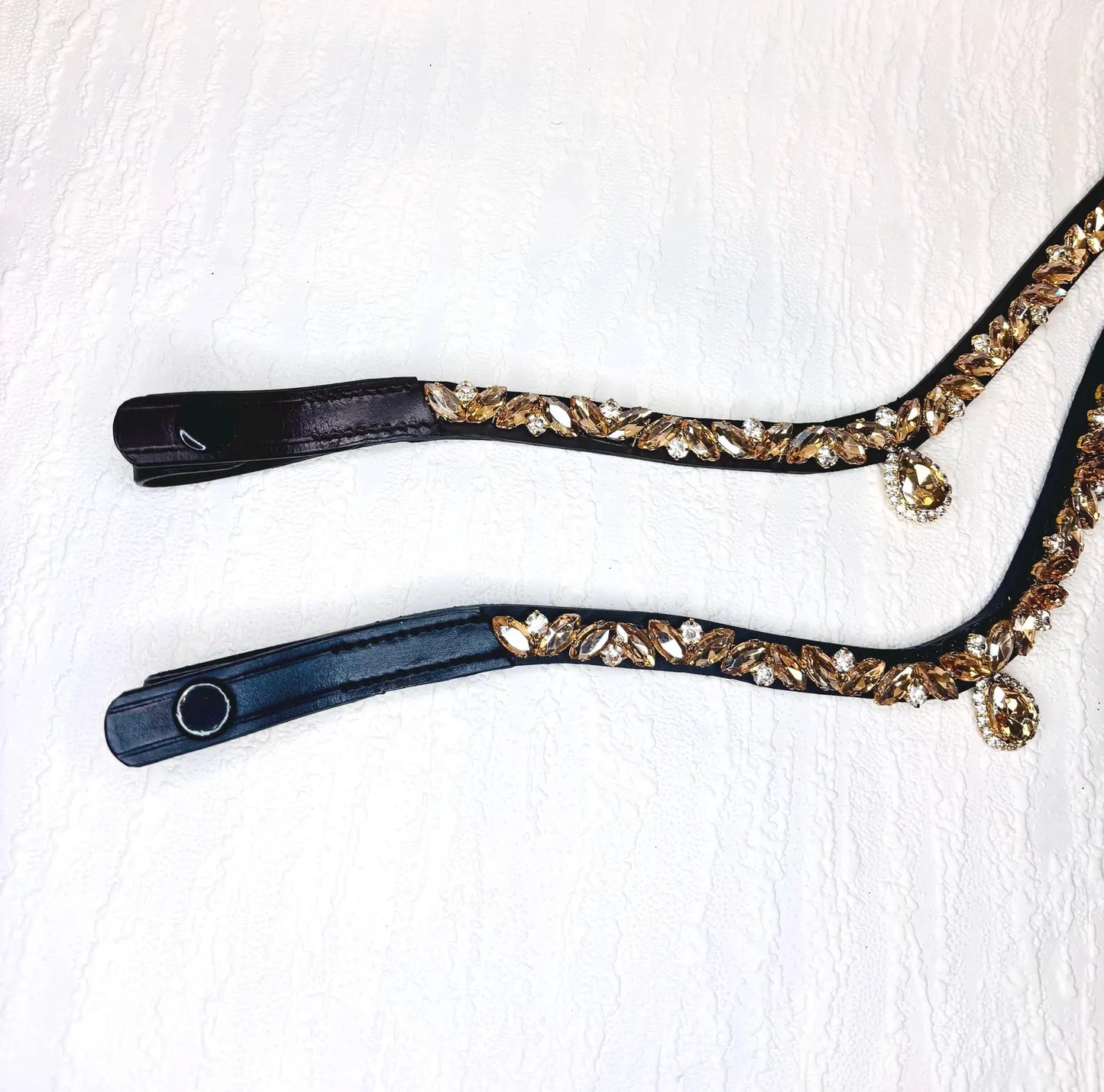スワロフスキードロップ額革 6色展開 本革 Benz Equestrian