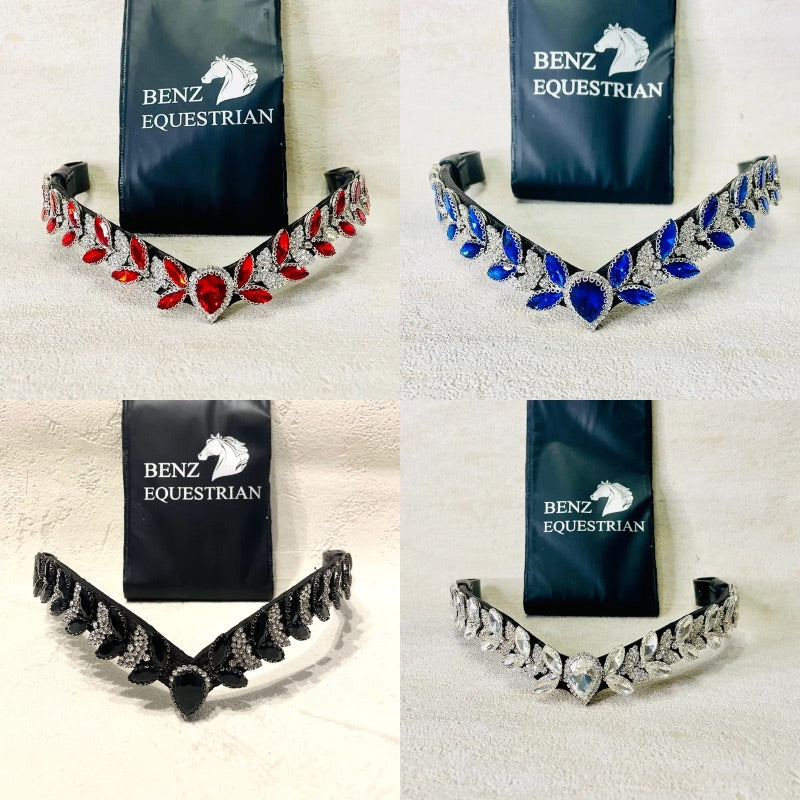 メガスパークル額革 ドロップスワロフスキー 4色 Benz Equestrian