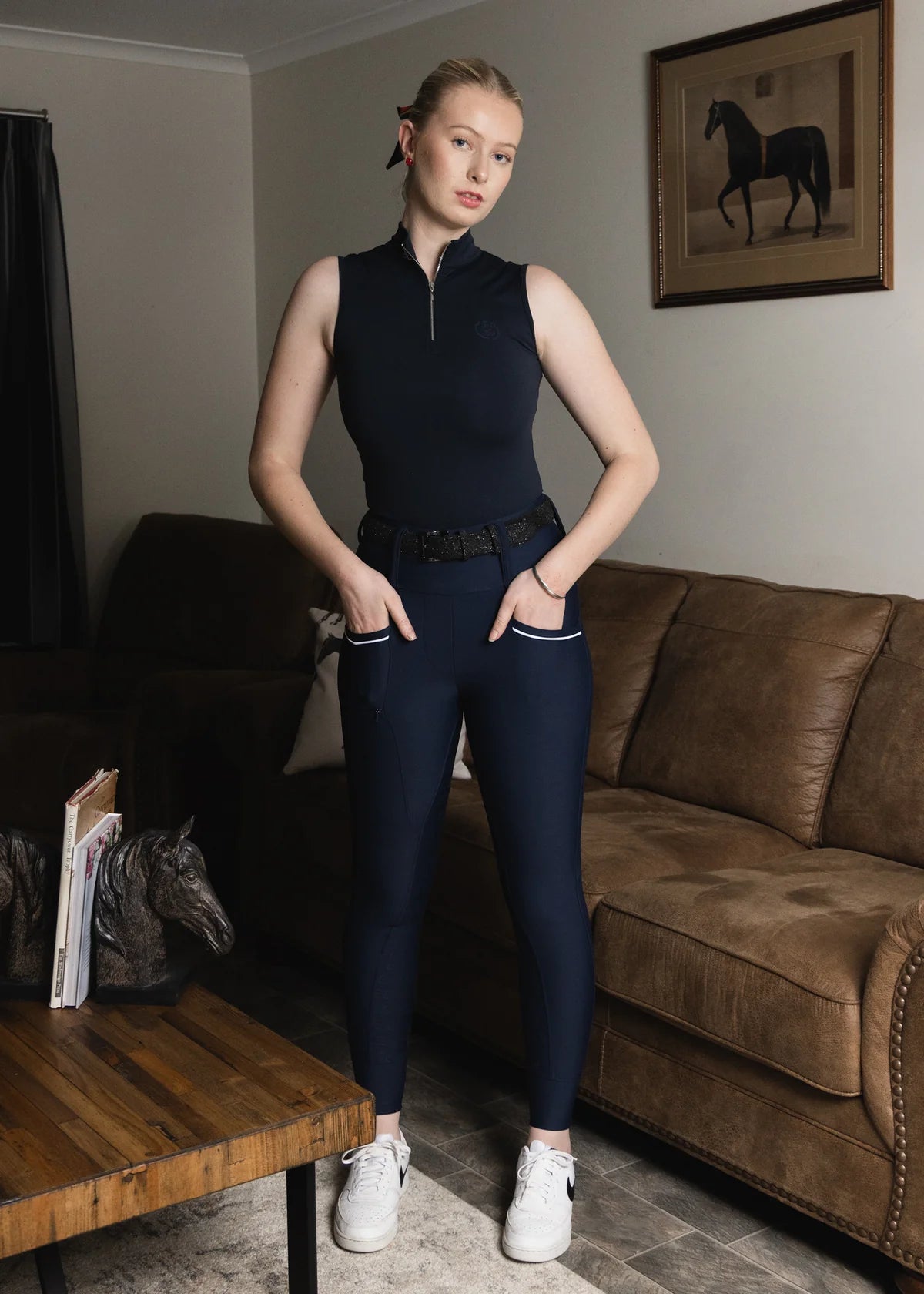 Women's Summer Full Grip Leggings with Zip Pockets, Antibacterial and Antiperspirant, Eloquence Equestrian