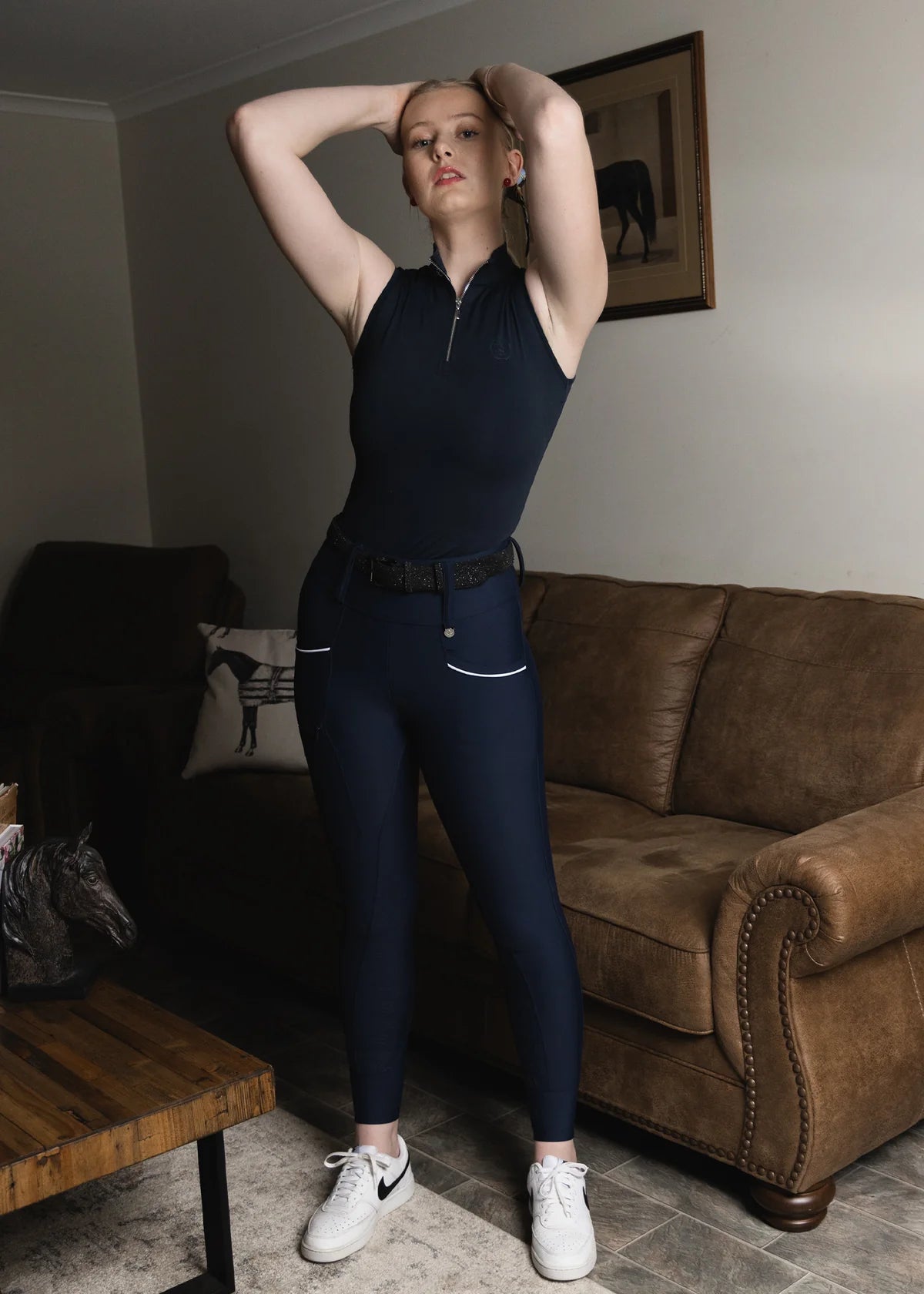 Women's Summer Full Grip Leggings with Zip Pockets, Antibacterial and Antiperspirant, Eloquence Equestrian