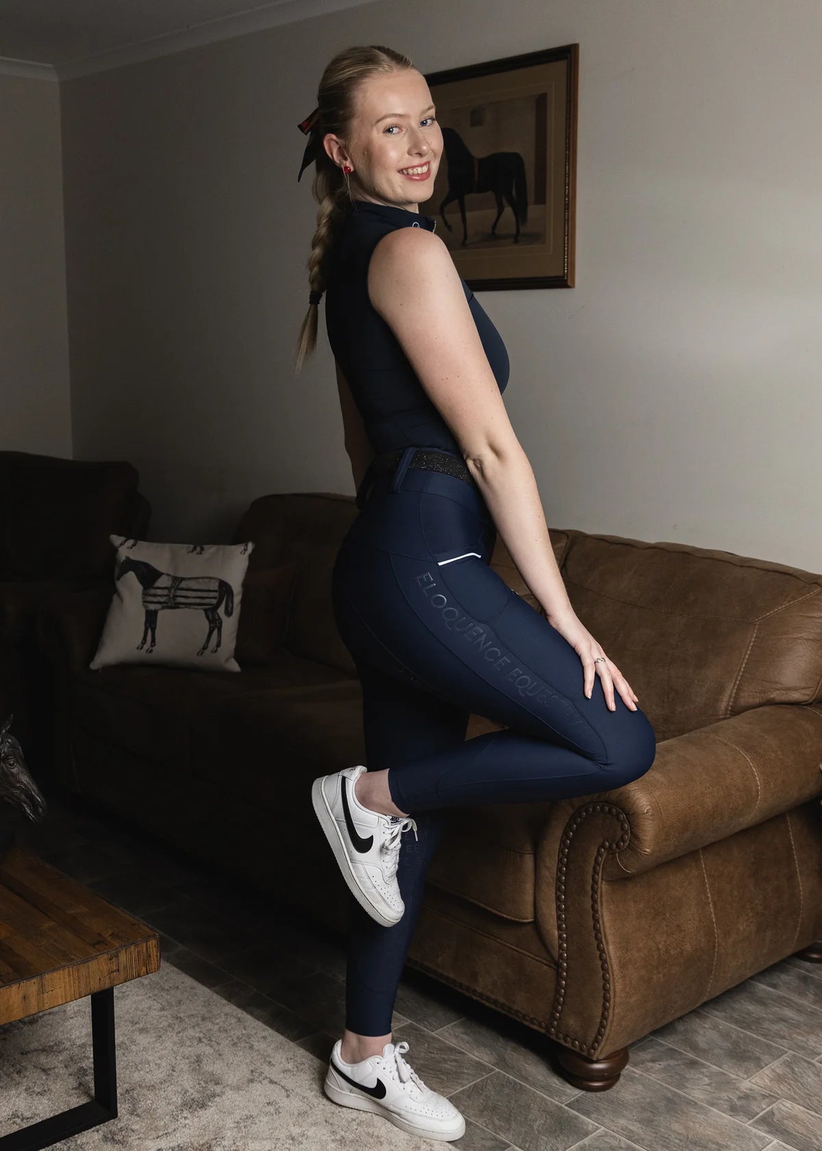 Women's Summer Full Grip Leggings with Zip Pockets, Antibacterial and Antiperspirant, Eloquence Equestrian