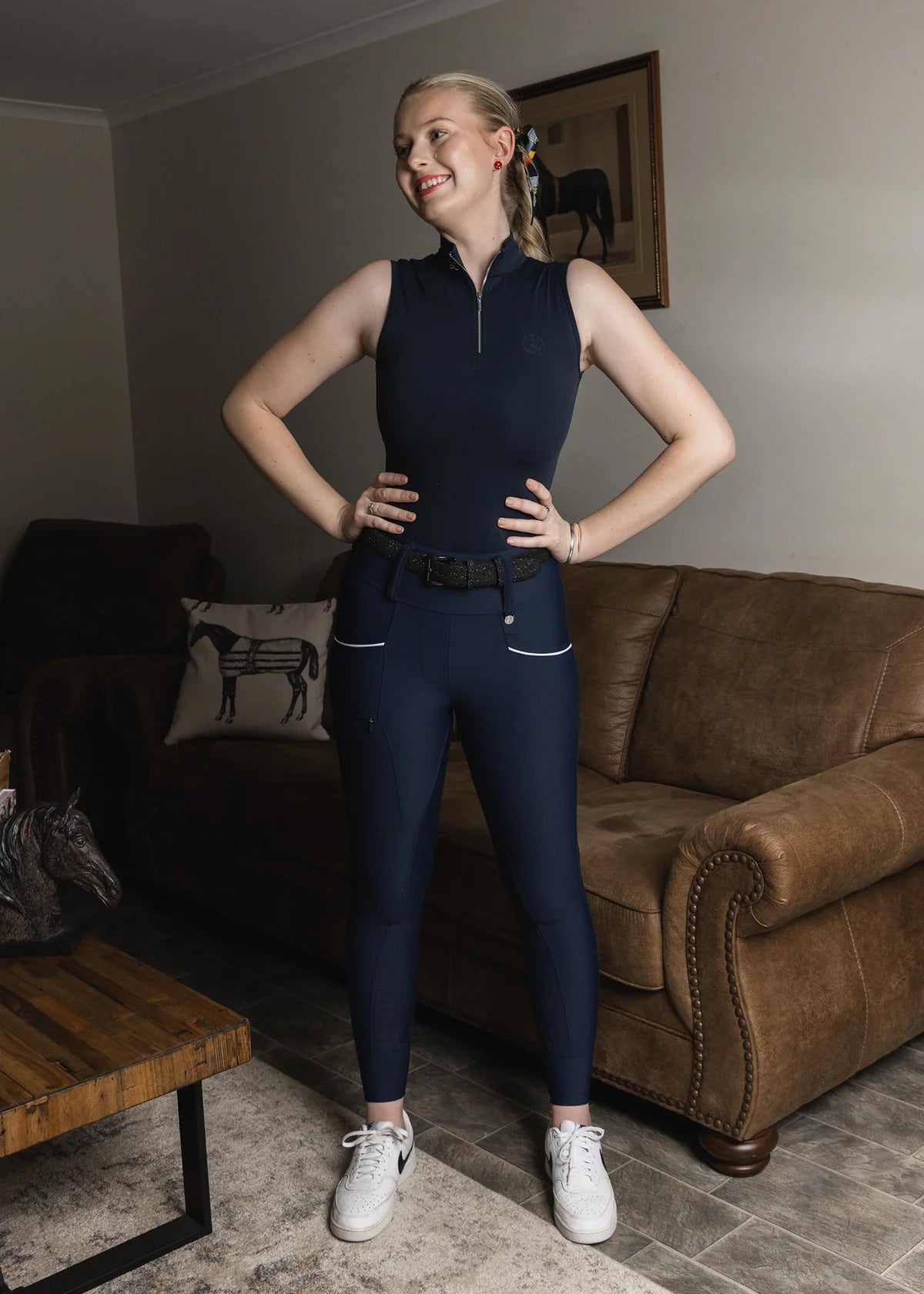 Women's Summer Full Grip Leggings with Zip Pockets, Antibacterial and Antiperspirant, Eloquence Equestrian