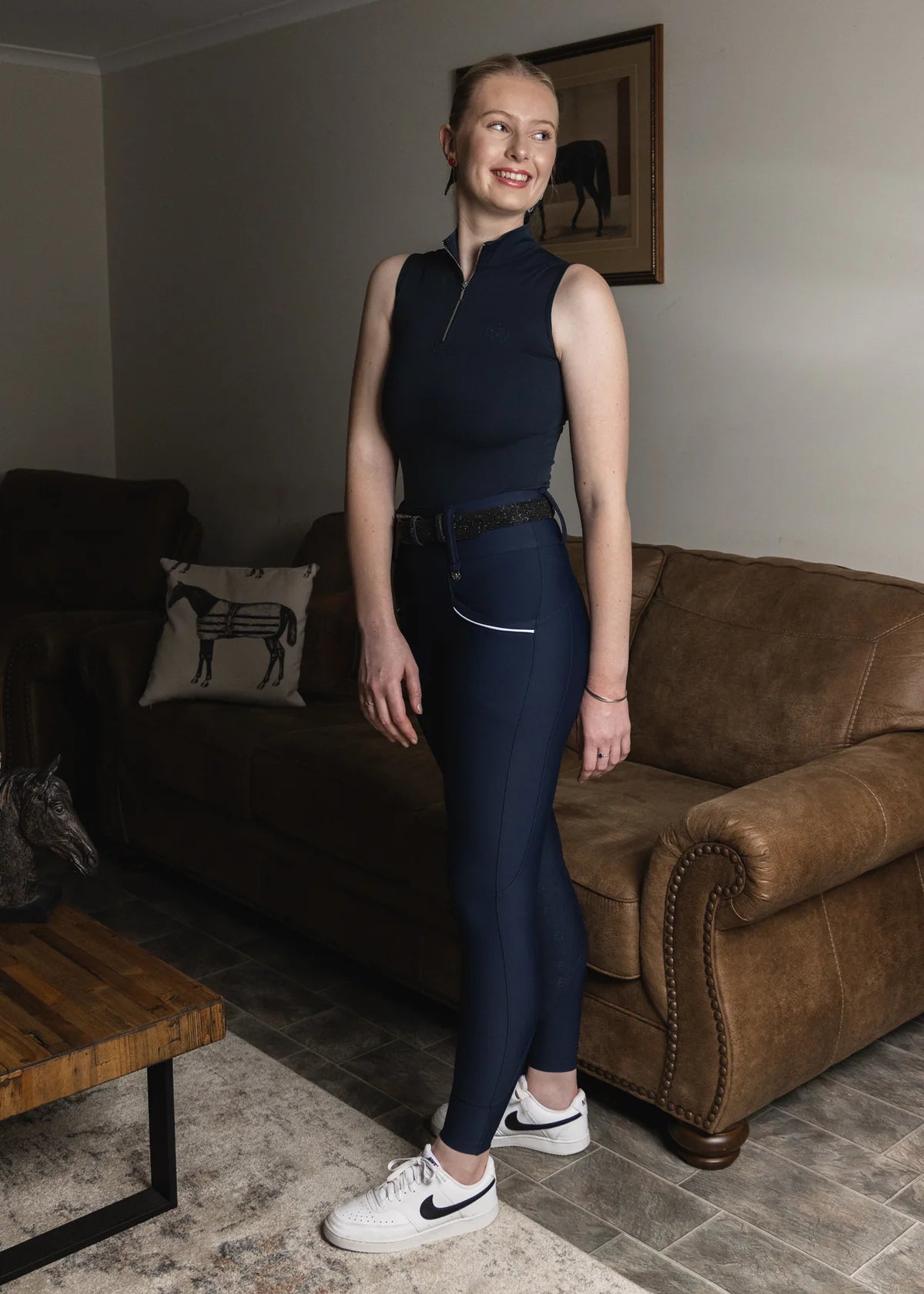 Women's Summer Full Grip Leggings with Zip Pockets, Antibacterial and Antiperspirant, Eloquence Equestrian