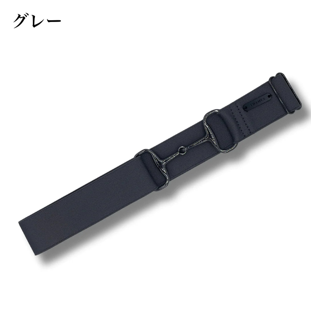 Stretch riding belt with bit motif for women, available in 20 colors, Thames