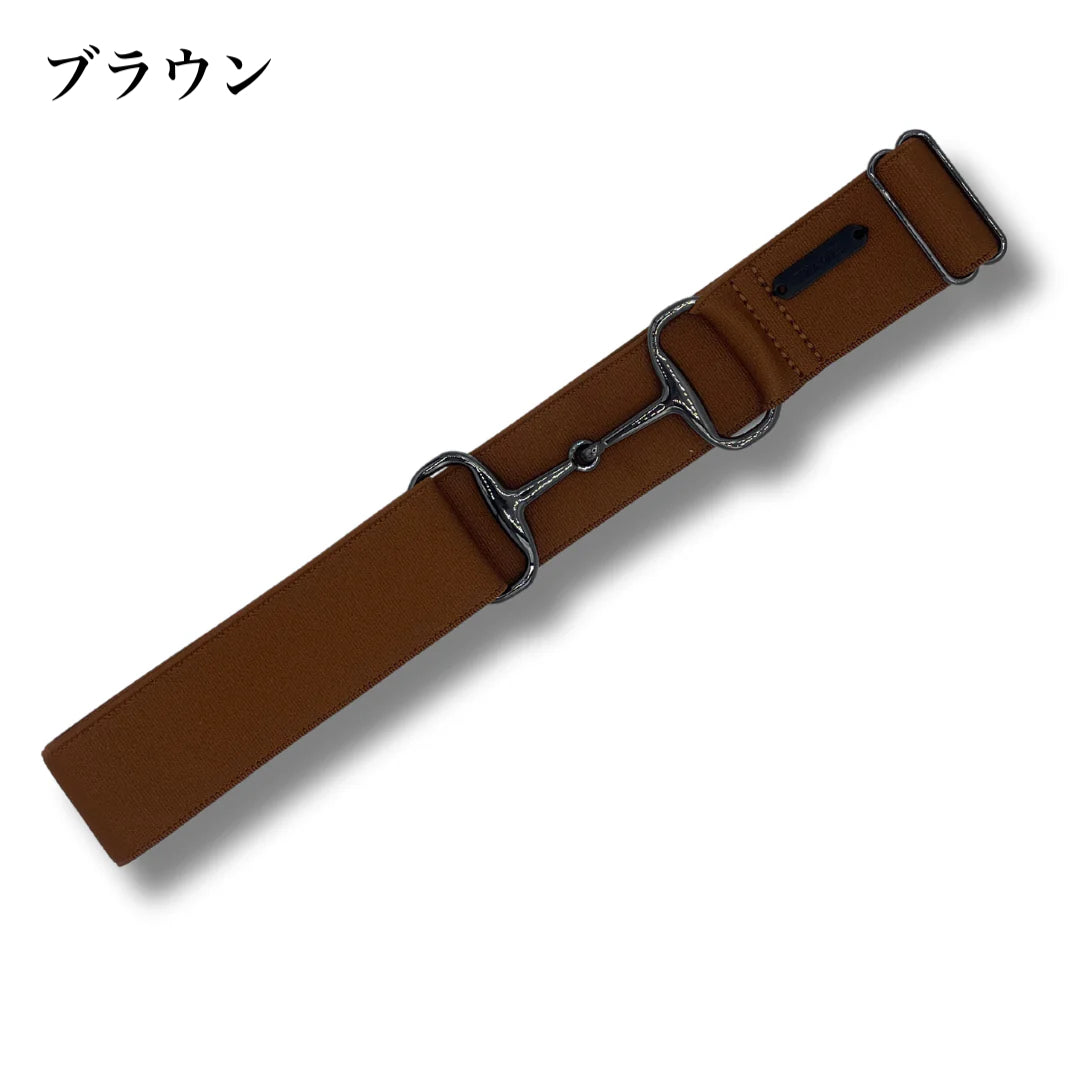 Stretch riding belt with bit motif for women, available in 20 colors, Thames