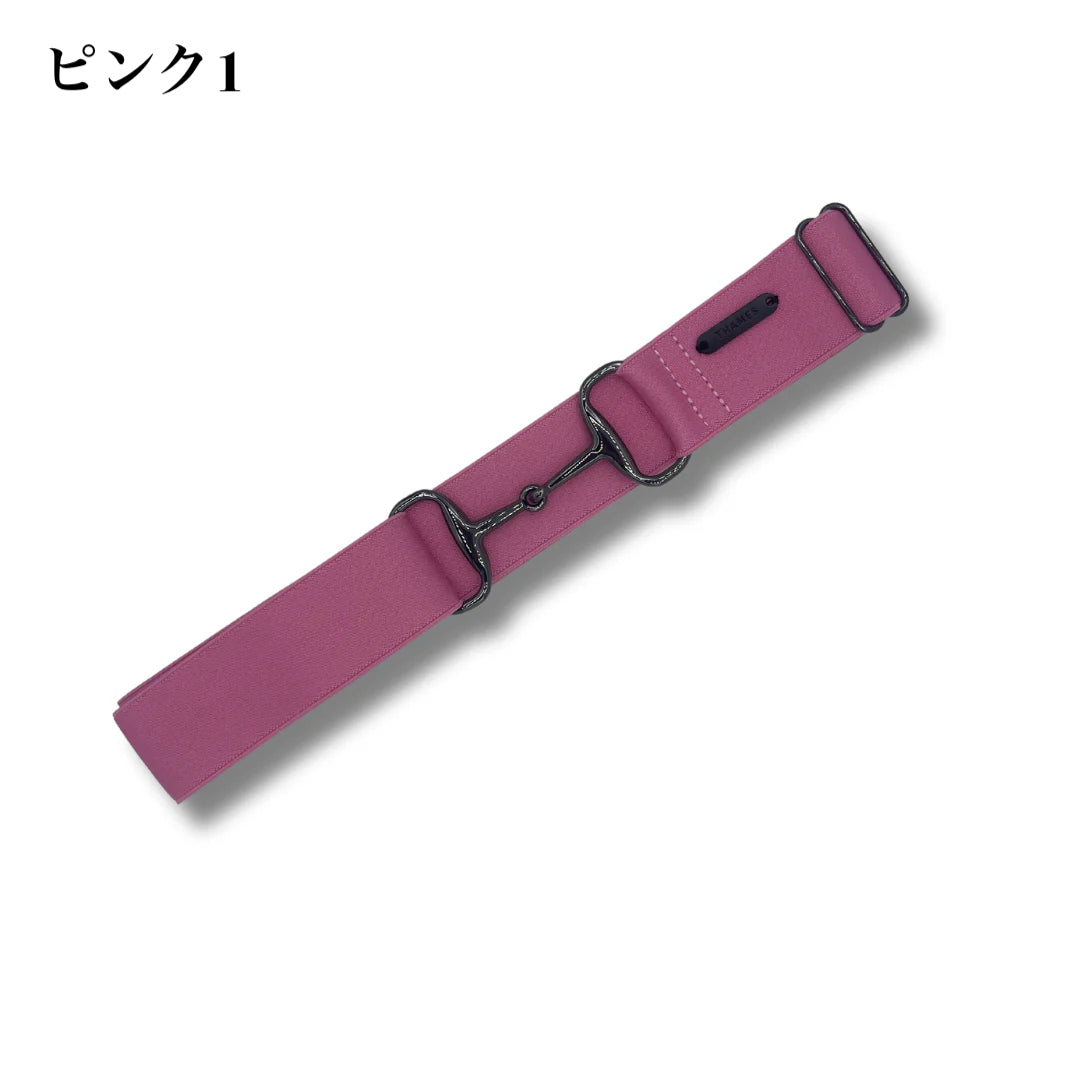 Stretch riding belt with bit motif for women, available in 20 colors, Thames