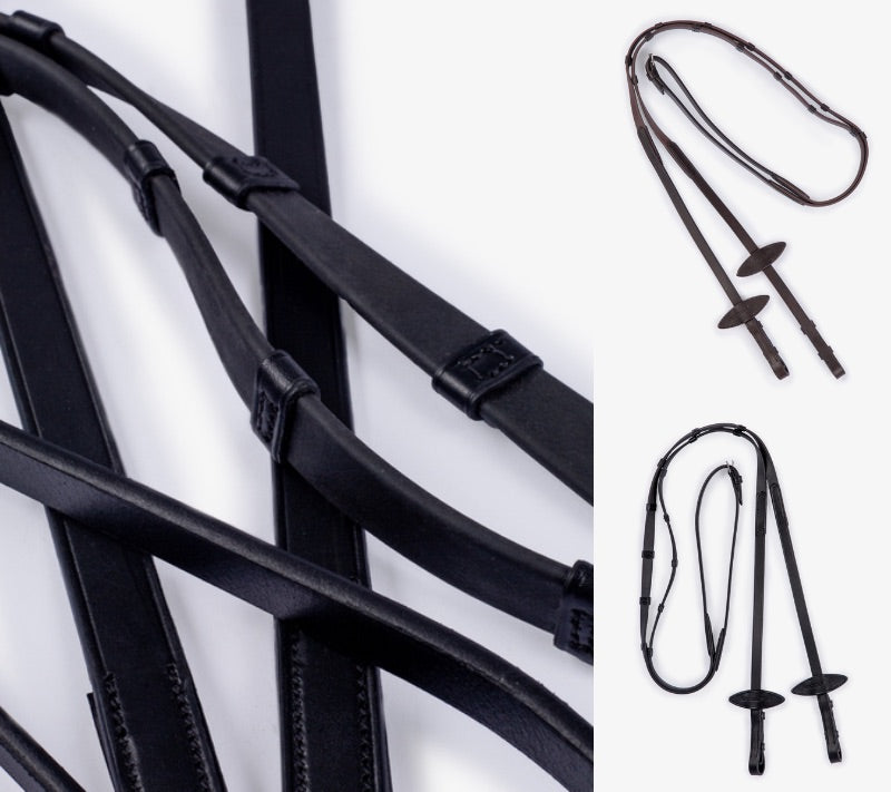 Horse track inner rubber reins Genuine leather Black/brown PS of Sweden