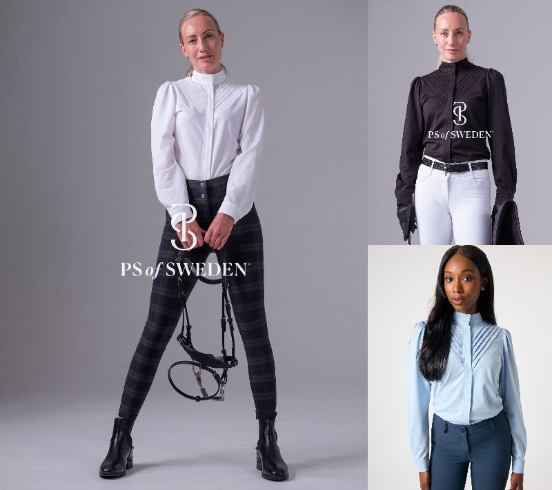 Puff sleeve stretch shirt for horse riding, made of stretch cotton in 3 colours, PS of Sweden