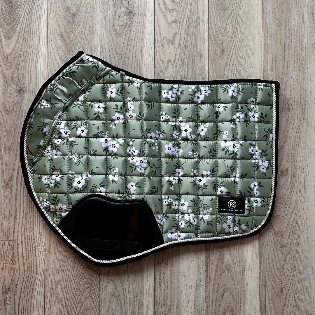 Blossom Print Jumping Bib - Sage Green - Rebel Equestrian