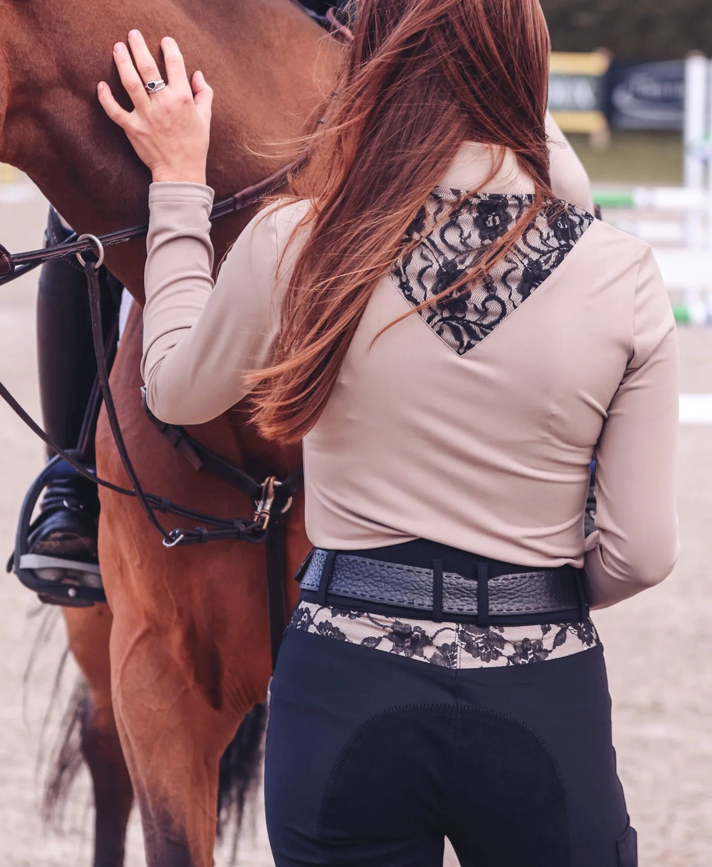 レース長袖トップス クイックドライ素材 レディース ブラック/トリュフ Jessica Fox