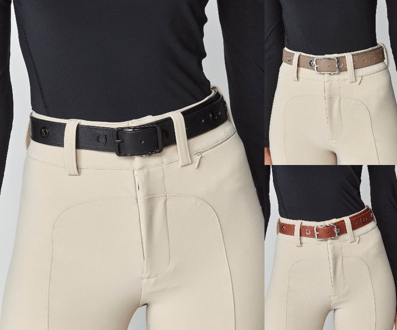 Women's Italian Leather Riding Belt Black/Brown/Taupe Yagya