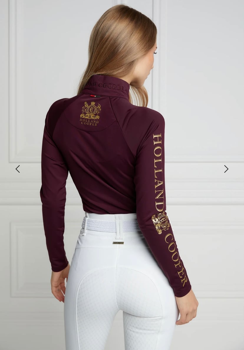Women's Riding Top Long Sleeve Dark Navy Gold Burgundy Holland Cooper