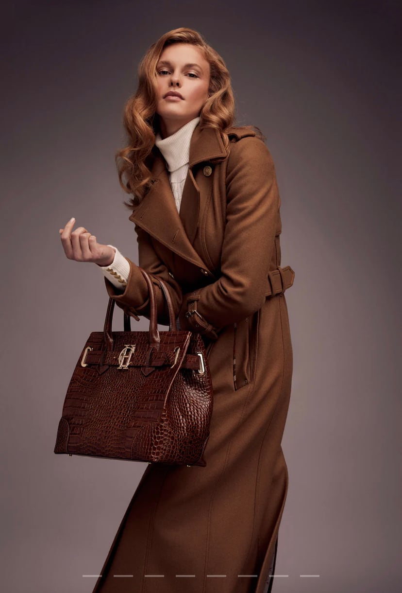 Crocodile tote bag Holland Cooper Brown/Black