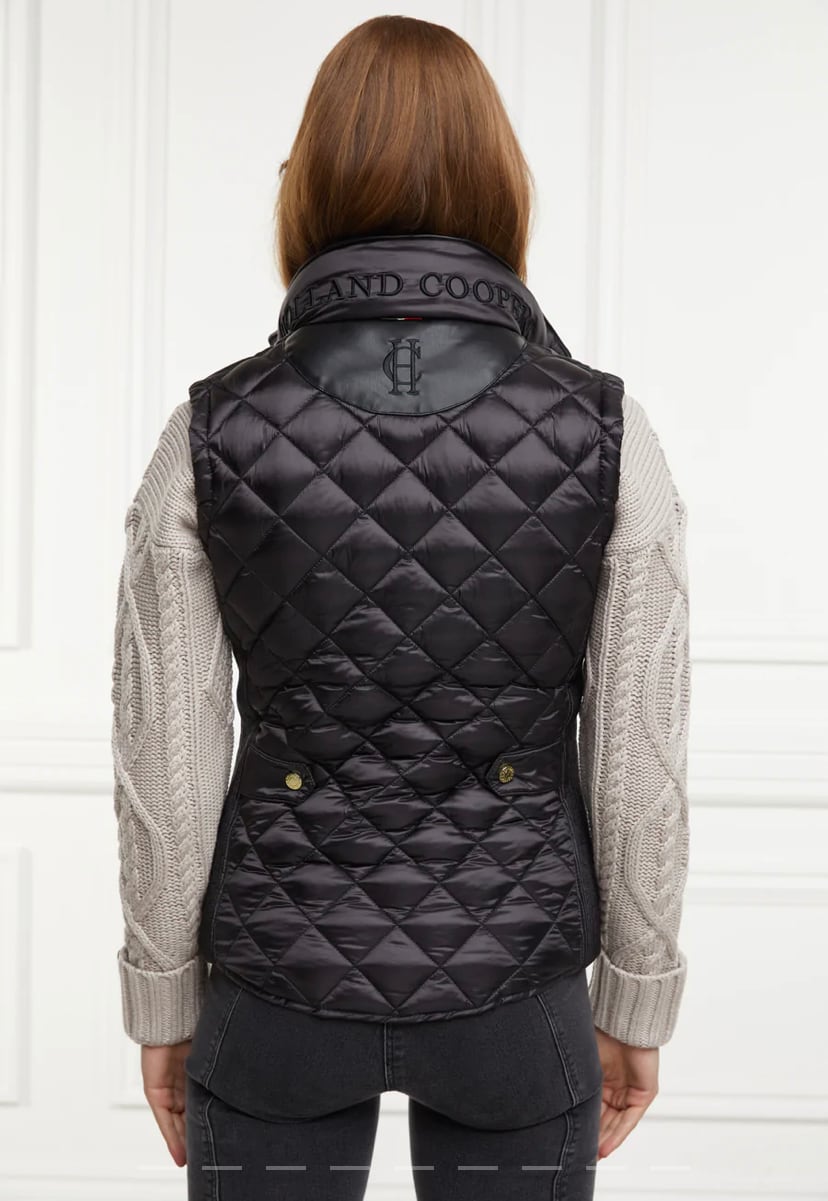 Holland Cooper Women's Quilted Vest in Dark Navy/Khaki/Black