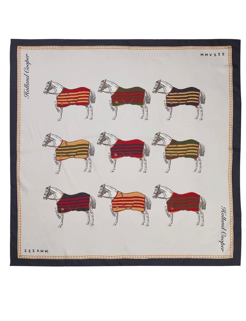 Premium Pure Silk Scarf Nine Horses Women's Holland Cooper